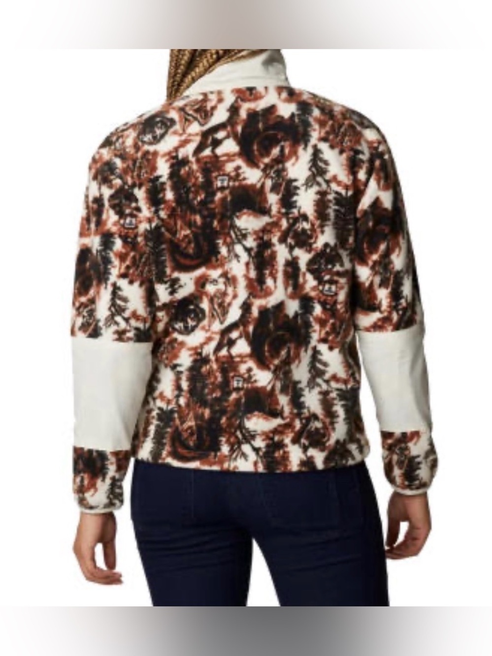 Columbia Women’s Wolf Brown and Cream Printed Fleece Snap-Pullover, sz 2X - Picture 3 of 16